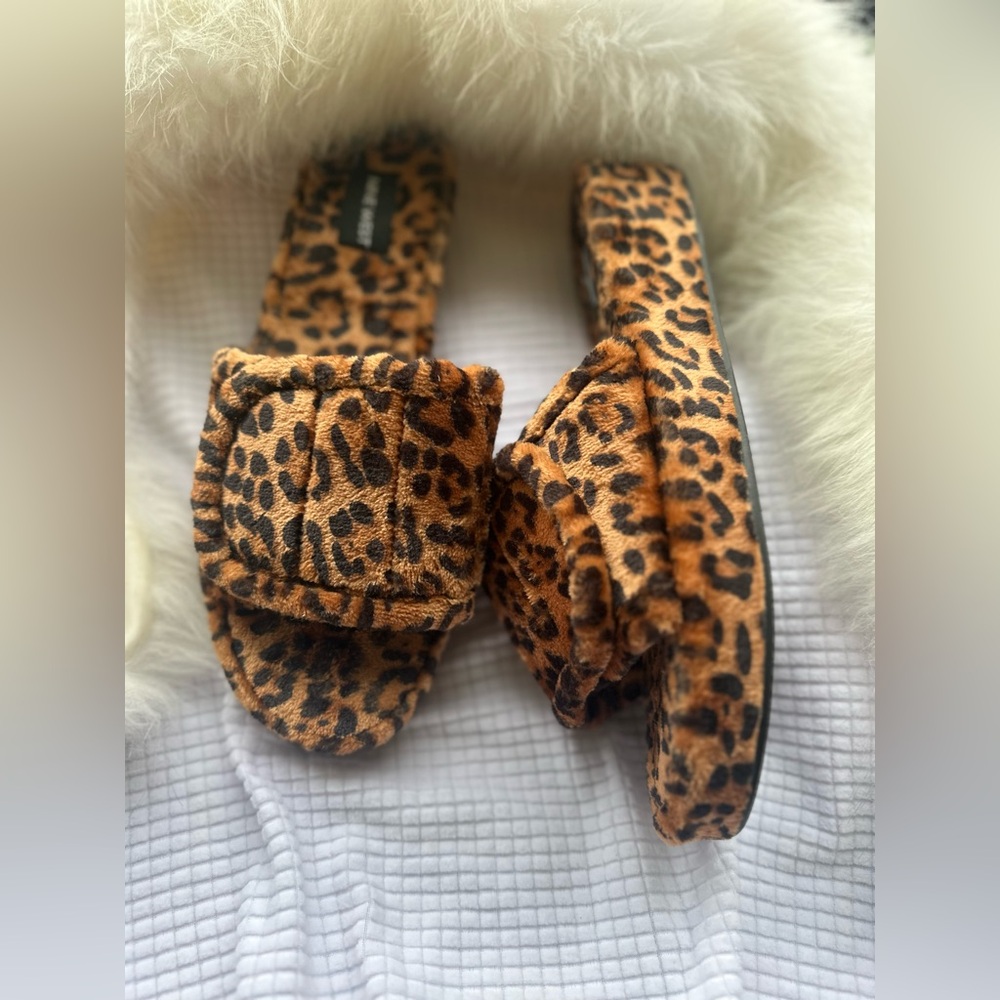 Nine West Animal Print Faux Fur Slippers